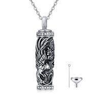 wholesale 925 Sterling Silver Phoenix Dragon Pendant Urn Necklace w/Funnel & Chain - Cremation Jewelry Keepsake Ash Holder Memorial Gifts for Women/Men- Oxidized/Oxidised