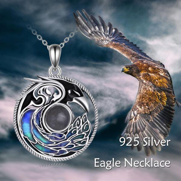 Sterling Silver Eagle Labradorite Pendant Necklace-5