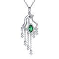 wholesale 925 Sterling Silver Green Crystal Eagle Head Dangle Pendant Necklace for Teen Girls-0-0