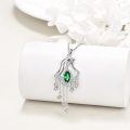 wholesale 925 Sterling Silver Green Crystal Eagle Head Dangle Pendant Necklace for Teen Girls-0-3