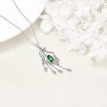 wholesale 925 Sterling Silver Green Crystal Eagle Head Dangle Pendant Necklace for Teen Girls-0-4