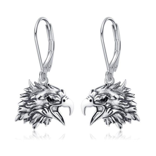 Sterling Silver Oxidized Eagles Dangle Earrings-0