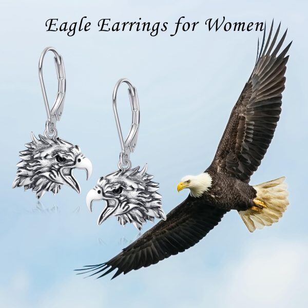 Sterling Silver Oxidized Eagles Dangle Earrings-6