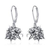 wholesale 925 Sterling Silver Eagle Head Drop Earrings for Women Gothic Style s- Oxidized/Oxidised