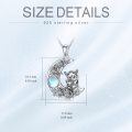 wholesale 925 Sterling Silver Moonstone Tiger Family Crescent Moon Pendant Necklace for Women-0-1