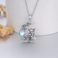 wholesale 925 Sterling Silver Moonstone Tiger Family Crescent Moon Pendant Necklace for Women-0-3