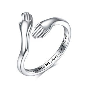 Sterling Silver Mom Hug Adjustable Rings-0