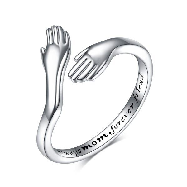 Sterling Silver Mom Hug Adjustable Rings-0