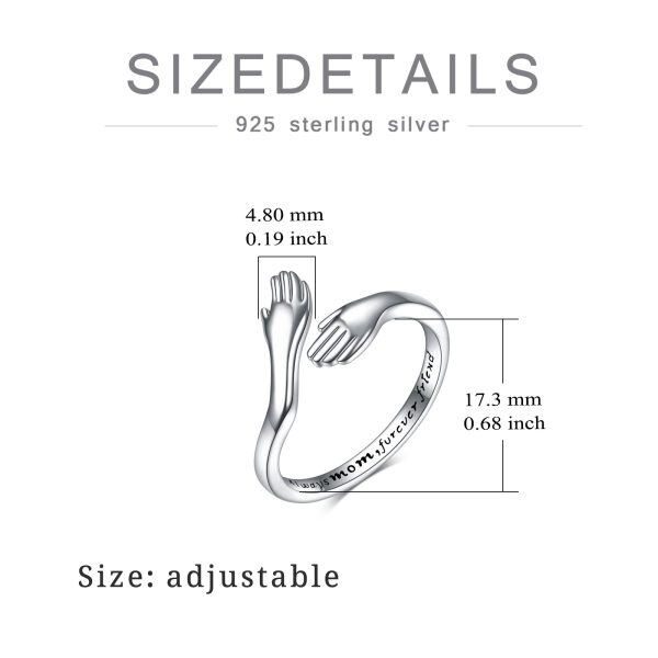 Sterling Silver Mom Hug Adjustable Rings-1