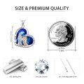 wholesale 925 Sterling Silver Heart Angel Pendant Necklaces Blue Crystals s for Women Girls Sisters Mothers-0-1