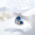 wholesale 925 Sterling Silver Heart Angel Pendant Necklaces Blue Crystals s for Women Girls Sisters Mothers-0-4
