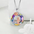 wholesale 925 Sterling Silver Rainbow Crystal Pendant with Rose and Figure Charm - Mothers' Day Gifts-0-3