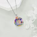 wholesale 925 Sterling Silver Rainbow Crystal Pendant with Rose and Figure Charm - Mothers' Day Gifts-0-4