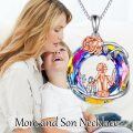 wholesale 925 Sterling Silver Rainbow Crystal Pendant with Rose and Figure Charm - Mothers' Day Gifts-0-5