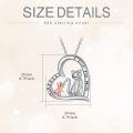 wholesale 925 Sterling Silver Heart-Shaped Mommy and Baby Cats Pendant Necklace-0-1