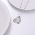 wholesale 925 Sterling Silver Heart-Shaped Mommy and Baby Cats Pendant Necklace-0-4
