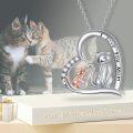 wholesale 925 Sterling Silver Heart-Shaped Mommy and Baby Cats Pendant Necklace-0-5