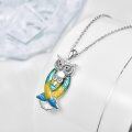 wholesale 925 Sterling Silver Owl Pendant with Colorful Enamel and CZ Stones - Unique Bird  for Her-0-3