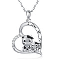 wholesale 925 Sterling Silver Cow Family Love Forever Heart Pendant Necklace Gift for Mom-0-0