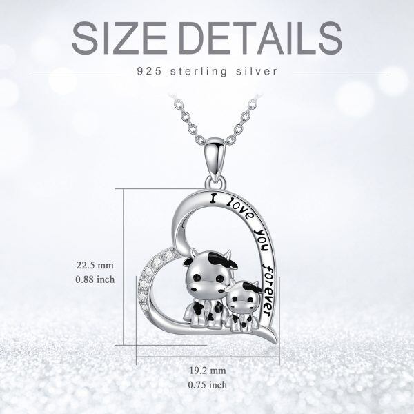 Sterling Silver Cow Heart Pendant Necklace for Mom-1