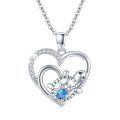 wholesale 925 Sterling Silver Heart-Shaped Pendant with Blue Crystal and Turtle Design Necklace-0-0