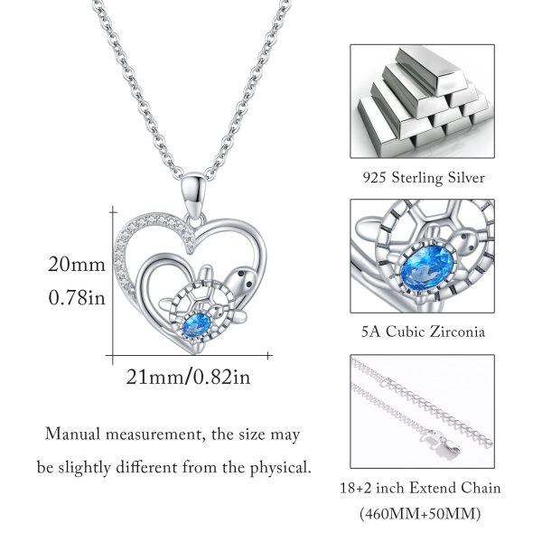 Sterling Silver Douleb Love Sea Turtle Pendant Necklace for Mom-1