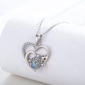 wholesale 925 Sterling Silver Heart-Shaped Pendant with Blue Crystal and Turtle Design Necklace-0-4