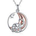 wholesale 925 Sterling Silver Dinosaur Moon Pendant Necklaces - 925 Sterling Silver  for Mom and Daughter-0-0