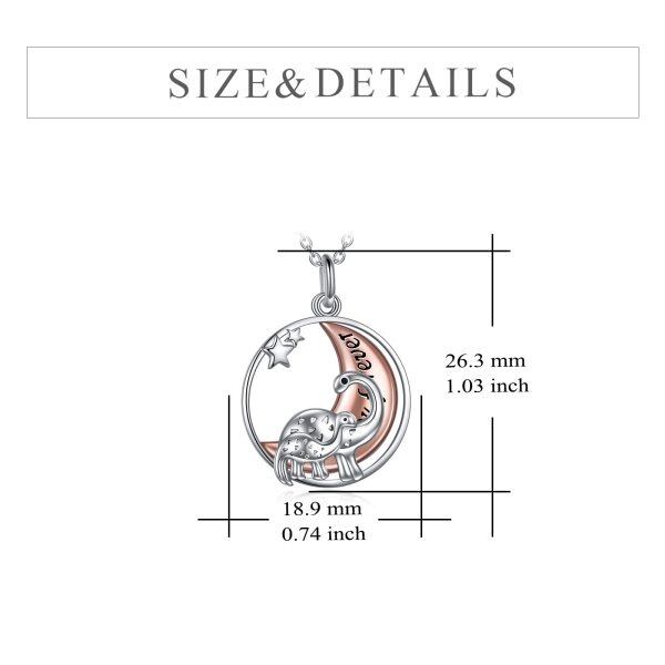 Sterling Silver Dinosaur Mom Child Pendant Necklace for Mom-1