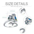wholesale 925 Sterling Silver Owl Family Adjustable Ring - Mom and Baby Owls Open Band Jewelry for Women-0-1