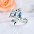 wholesale 925 Sterling Silver Owl Family Adjustable Ring - Mom and Baby Owls Open Band Jewelry for Women-0-3