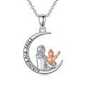 wholesale 925 Sterling Silver Moon & Angel Pendant Necklace - Mother's Day Gift for Her-0-0