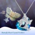 wholesale 925 Sterling Silver Blue Crystal Butterfly Pendant Necklace s for Women and Girls-0-5
