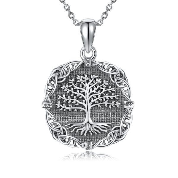 Sterling Silver Oxidized Tree of Life Pendant Necklace-0