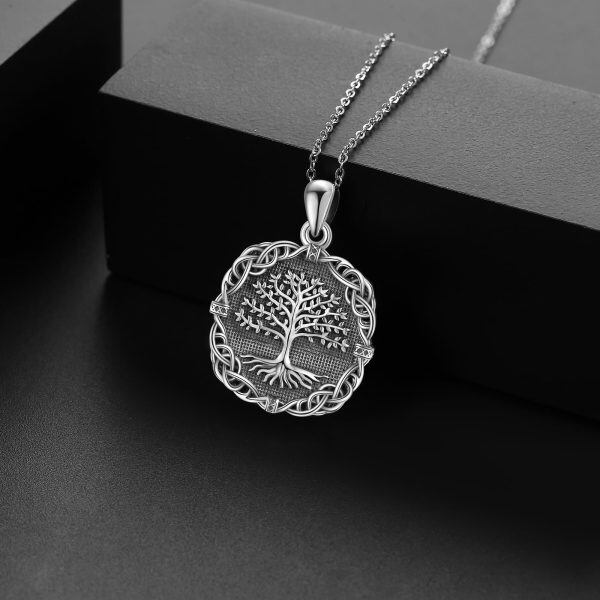 Sterling Silver Oxidized Tree of Life Pendant Necklace-3