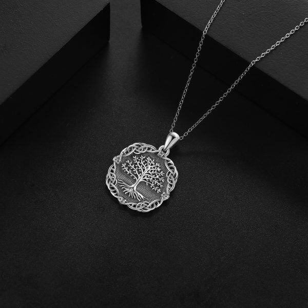 Sterling Silver Oxidized Tree of Life Pendant Necklace-4