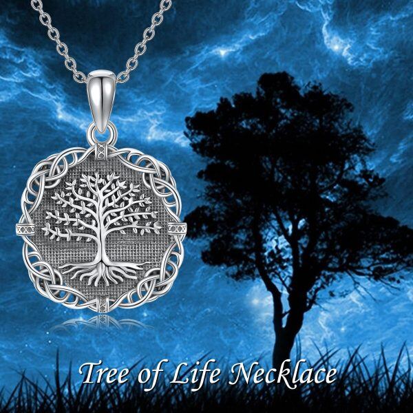 Sterling Silver Oxidized Tree of Life Pendant Necklace-5