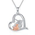 wholesale 925 Sterling Silver Heart-Shaped Alpaca Pendant Necklace - Adorable Animal Charm  for Her-0-0