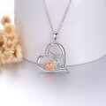 wholesale 925 Sterling Silver Heart-Shaped Alpaca Pendant Necklace - Adorable Animal Charm  for Her-0-3