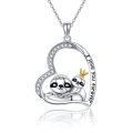 wholesale 925 Sterling Silver Sloth Love Forever Heart Pendant Necklace for Mom & Daughter-0-0
