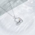 wholesale 925 Sterling Silver Sloth Love Forever Heart Pendant Necklace for Mom & Daughter-0-4