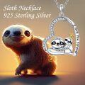 wholesale 925 Sterling Silver Sloth Love Forever Heart Pendant Necklace for Mom & Daughter-0-5