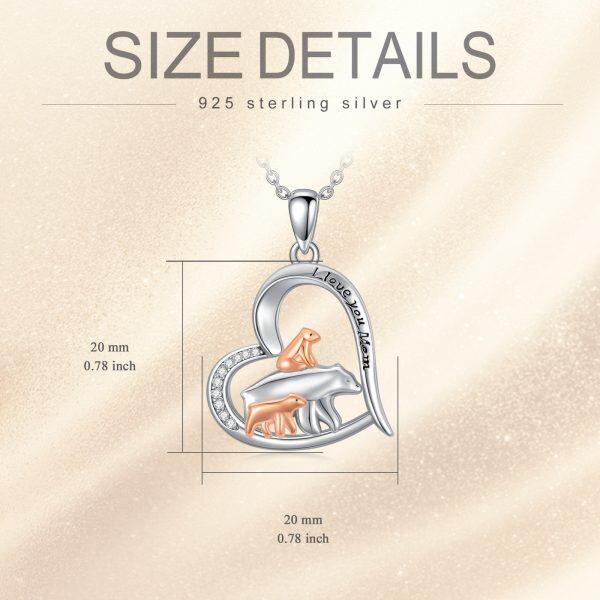 Sterling Silver Bear Mom Baby Pendant Necklace-1