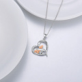 wholesale 925 Sterling Silver Heart-Shaped Animal Family Pendant Necklaces with Cub and Mom Design - Gifts for Women & Daughters-0-4