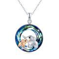wholesale 925 Sterling Silver Blue Crystal Mother and Baby Elephant Pendant Necklace for Women-0-0