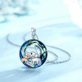 wholesale 925 Sterling Silver Blue Crystal Mother and Baby Elephant Pendant Necklace for Women-0-6