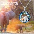 wholesale 925 Sterling Silver Blue Crystal Mother and Baby Elephant Pendant Necklace for Women-0-7