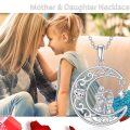 wholesale 925 Sterling Silver Moon & Star CZ Pendant Necklace - Mother Daughter s for Mom and Daughter-0-5