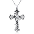 wholesale 925 Sterling Silver Cross Pendant with Praying Hands and Jesus Inscription for Women-0-0