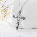 wholesale 925 Sterling Silver Cross Pendant with Praying Hands and Jesus Inscription for Women-0-3